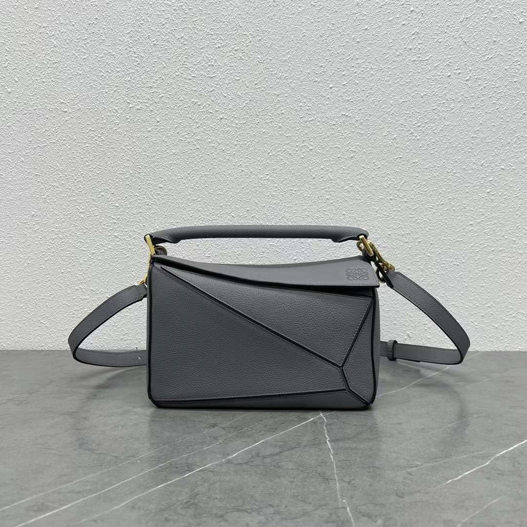 Loewe Small Puzzle Bag in Soft Grained Calfskin Dark Grey